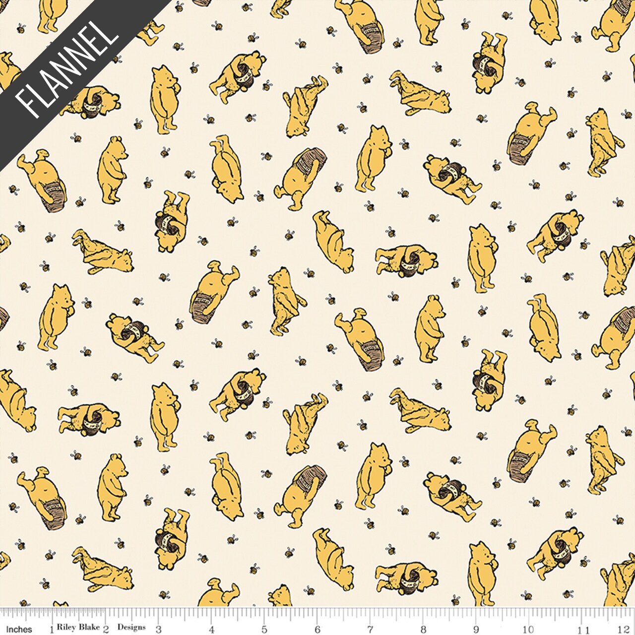 Winnie the Pooh Toss Flannel in Cream (f17503-cream) | Designer Flannel | Riley Blake Designs | Riley Blake